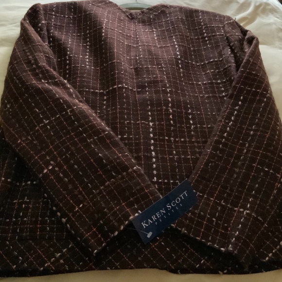 NWT KAREN SCOTT Brown Dressy Jacket 14 Petite - Picture 2 of 5